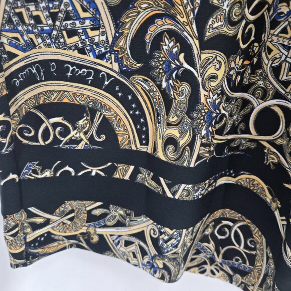 H&M Black Gold Paisley Palazzo Side Zipper Wide Leg Pants Size 0 - Picture 3 of 11